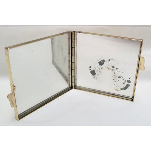 Vintage 1970s Brunswick Bowling 500 Series Gold Tone Metal Compact Mirror-Lot B - Picture 3 of 9